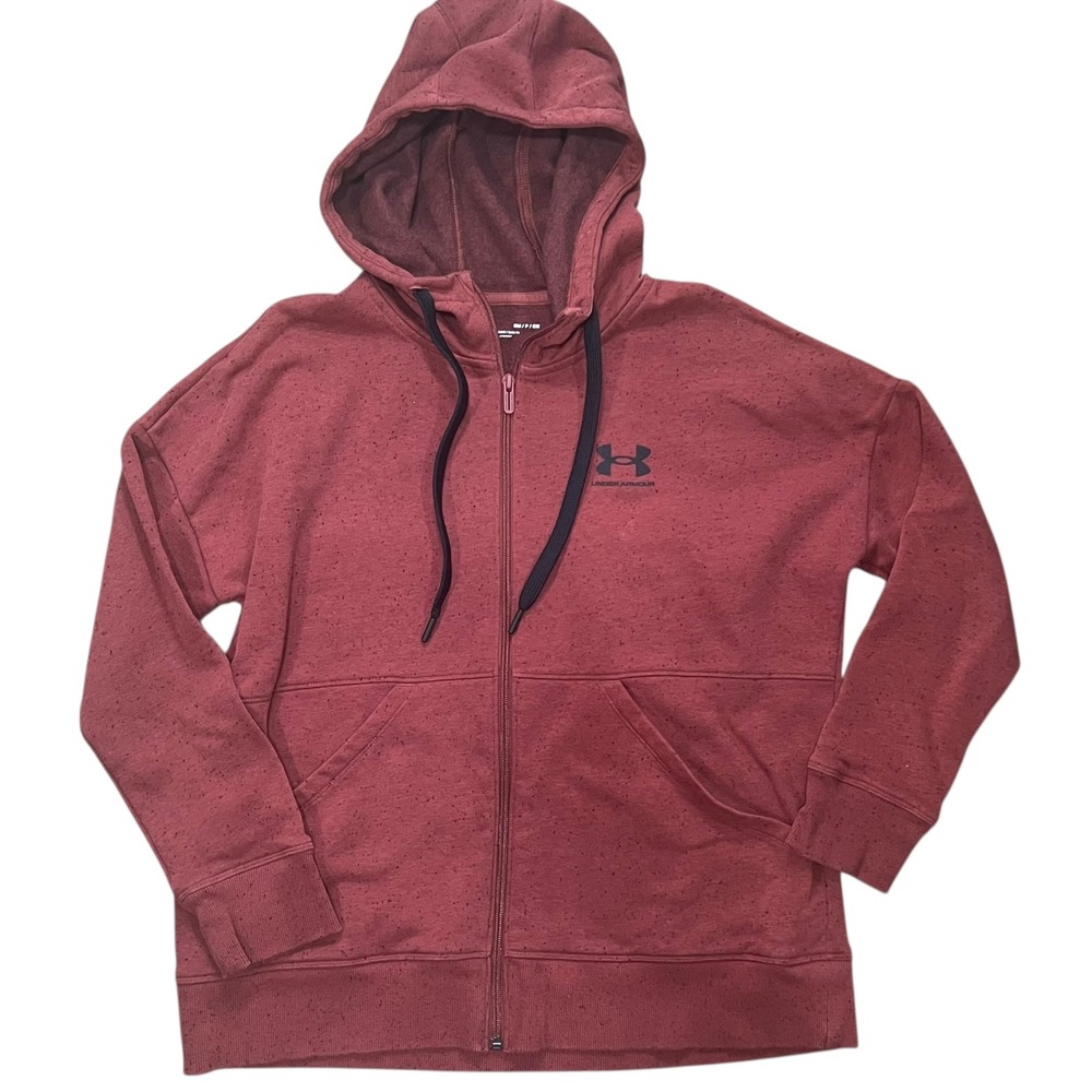 Under Armour Mens Red Speckled Full‎ Zip Hoodie Athletic Casual Size S